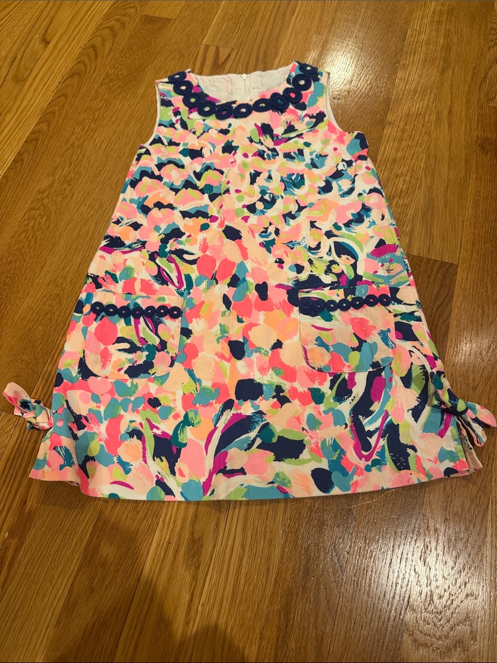 Lilly Pulitzer Girls Multicolor Floral A-Line Dress - Pink, Navy, Coral, Teal